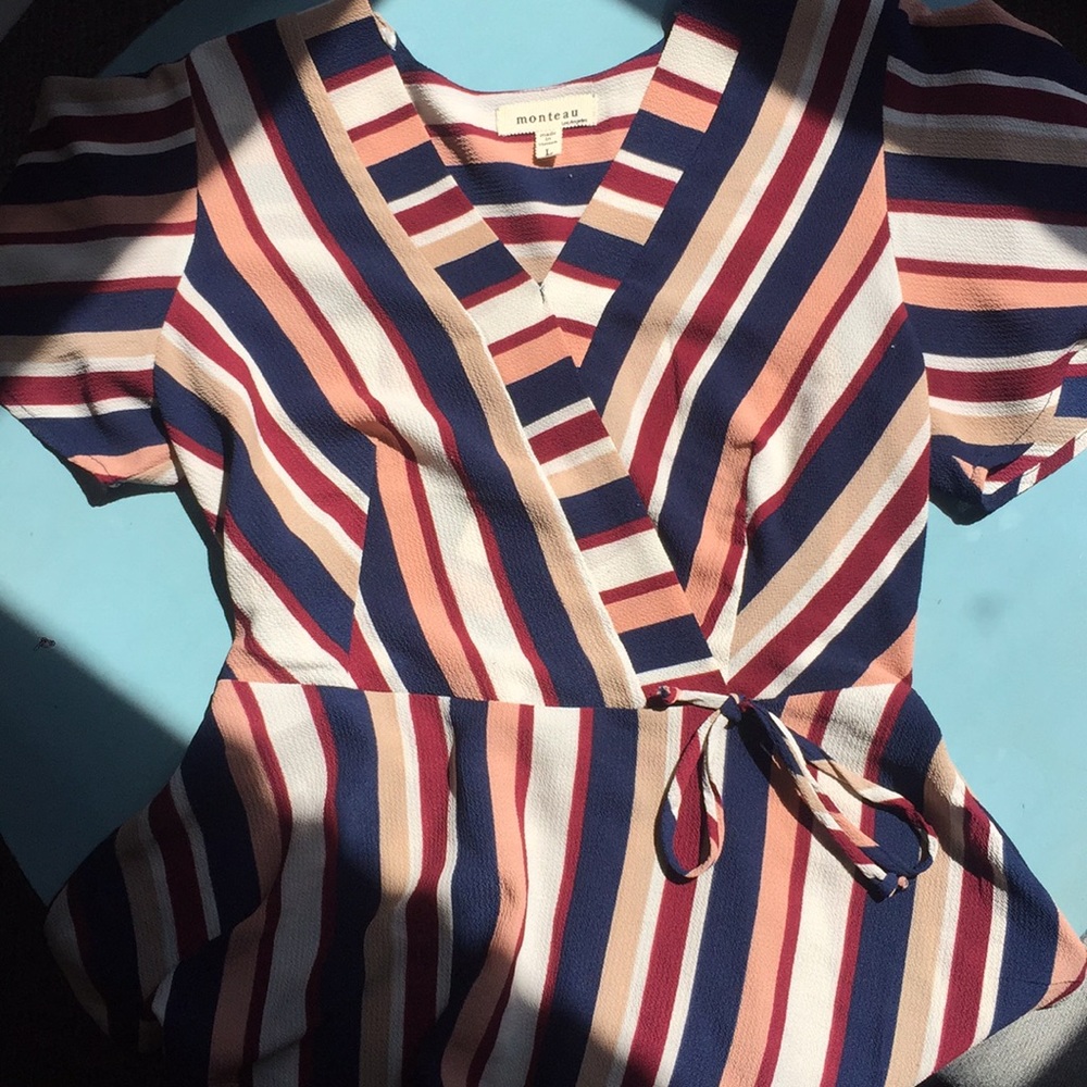 Ready for spring? 🌿 Peplum flutter sleeve blouse